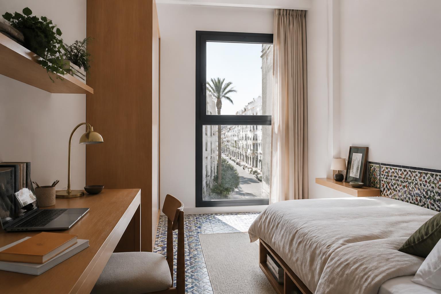 Studio etudiant lumineux a Rabat avec bureau et vue sur la rue